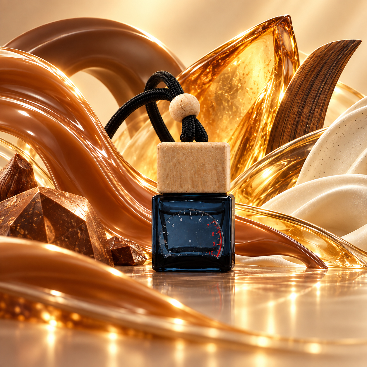 Sunday Drive car diffuser in a warm amber studio scene